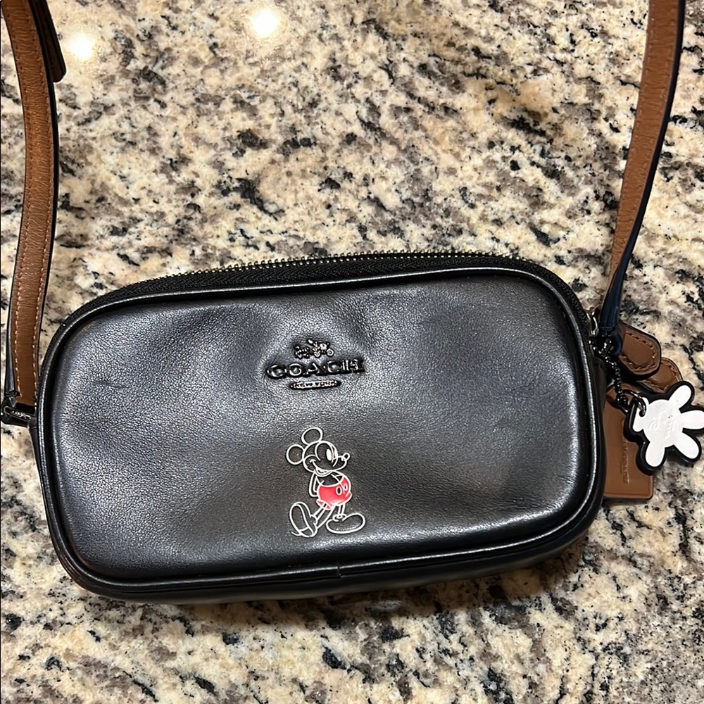 Coach Black Crossbody Bag with Mickey Mouse Design